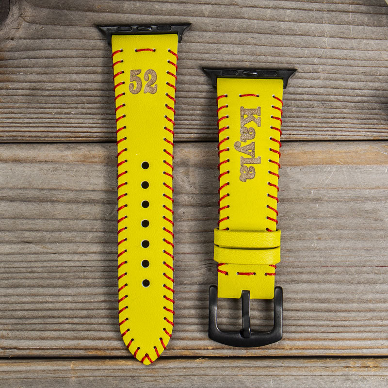 Personalized Baseball Softball Red Rope Weaving For Apple Watch Band