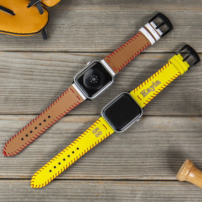 Personalized Baseball Softball Red Rope Weaving For Apple Watch Band