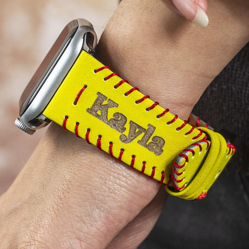 Personalized Baseball Softball Red Rope Weaving For Apple Watch Band