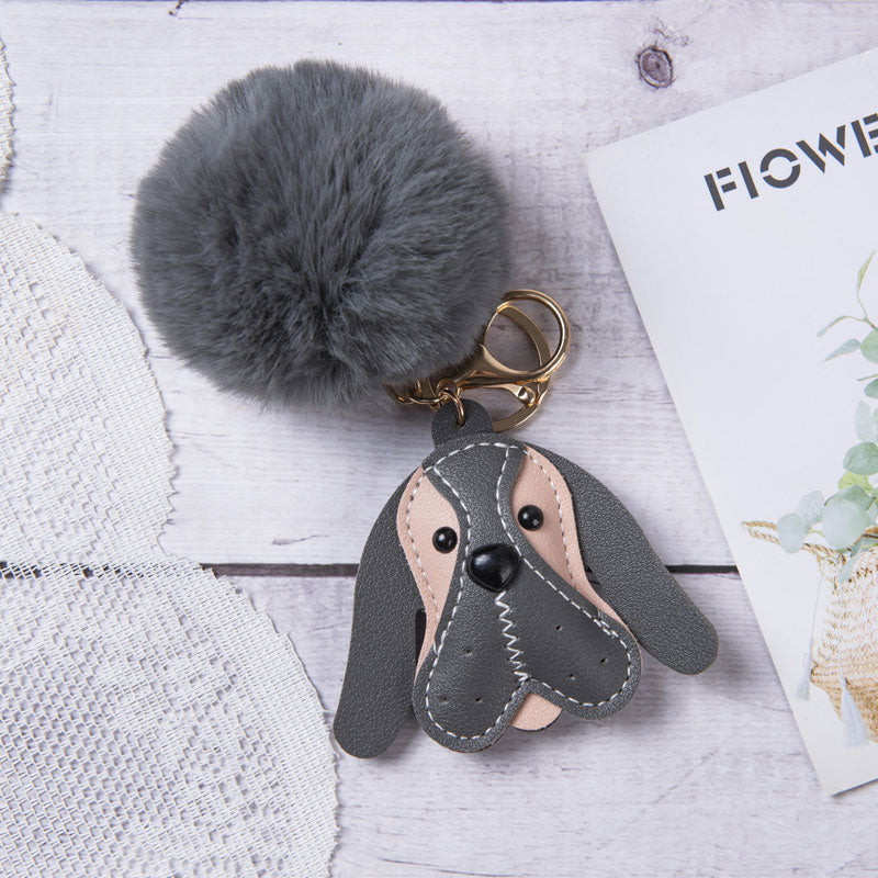 Personalized Dog Head Key Chain Plush Ball