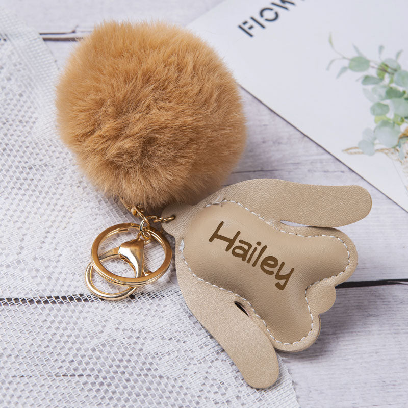 Personalized Dog Head Key Chain Plush Ball