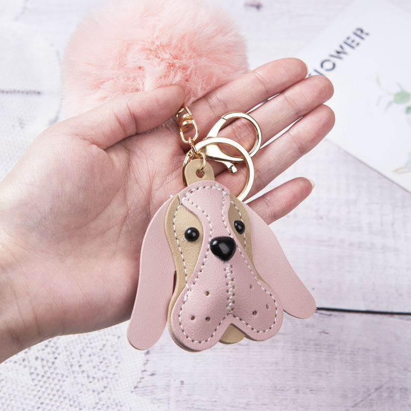 Personalized Dog Head Key Chain Plush Ball