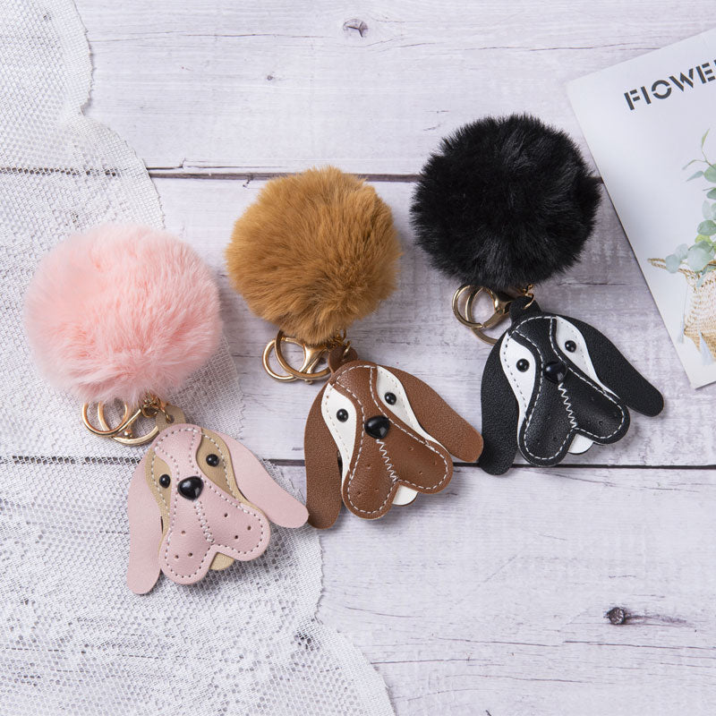 Personalized Dog Head Key Chain Plush Ball