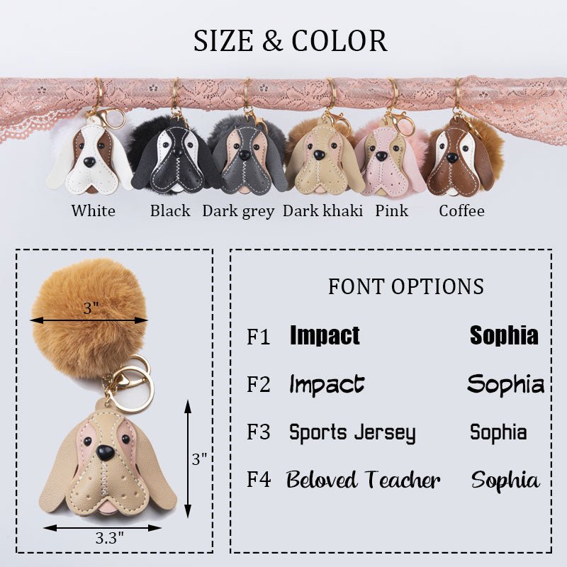 Personalized Dog Head Key Chain Plush Ball