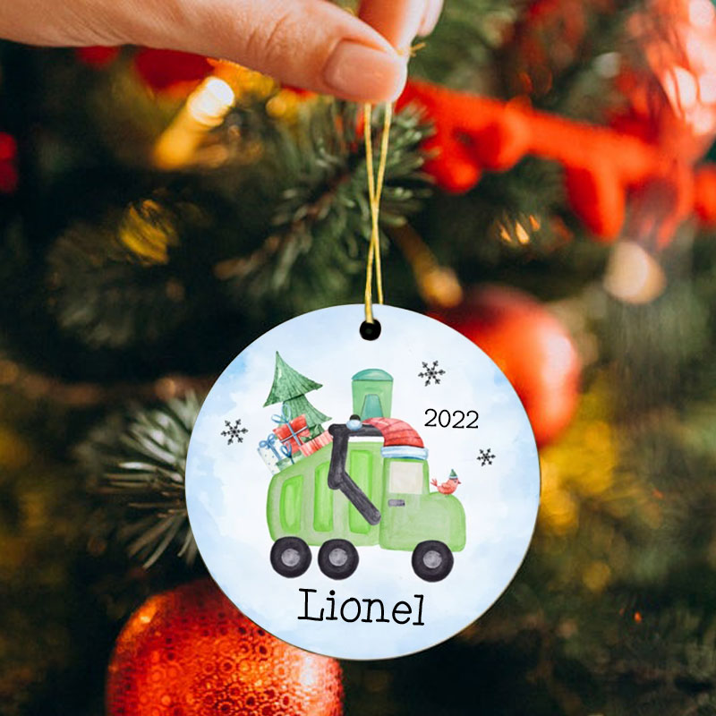 Personalized Excavator Christmas Ornaments for Kids