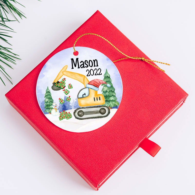 Personalized Excavator Christmas Ornaments for Kids