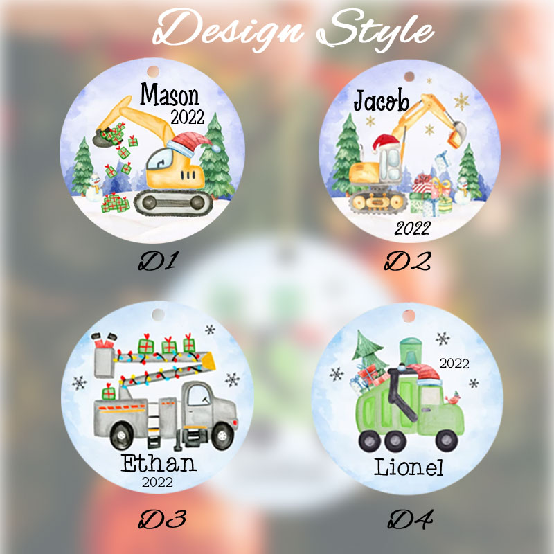 Personalized Excavator Christmas Ornaments for Kids
