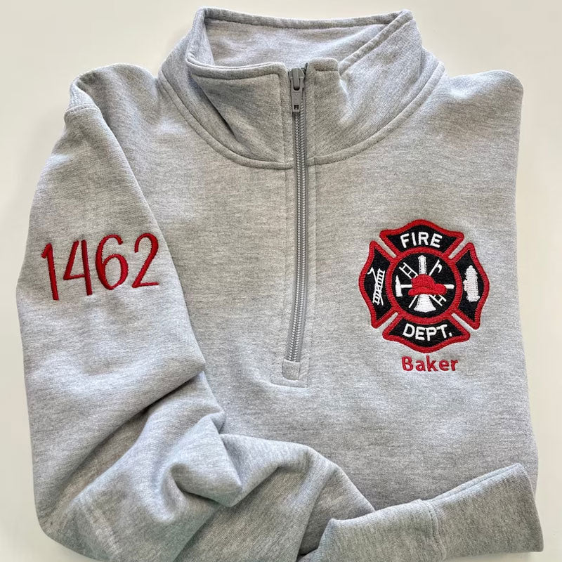 Personalized gift for firefighter Quarter Zip Pullover