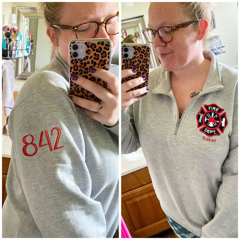 Personalized gift for firefighter Quarter Zip Pullover