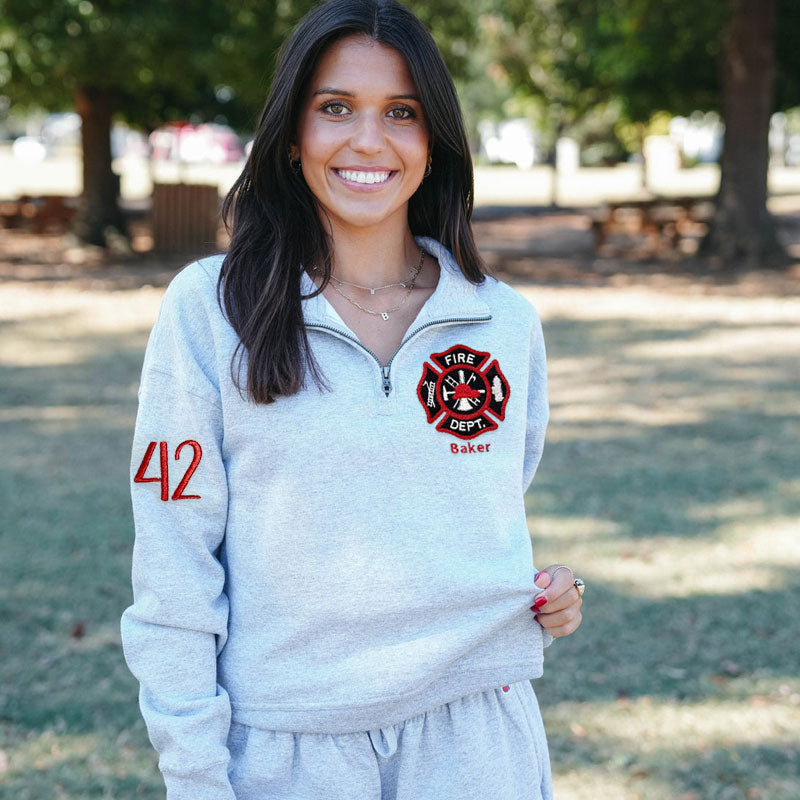 Personalized gift for firefighter Quarter Zip Pullover