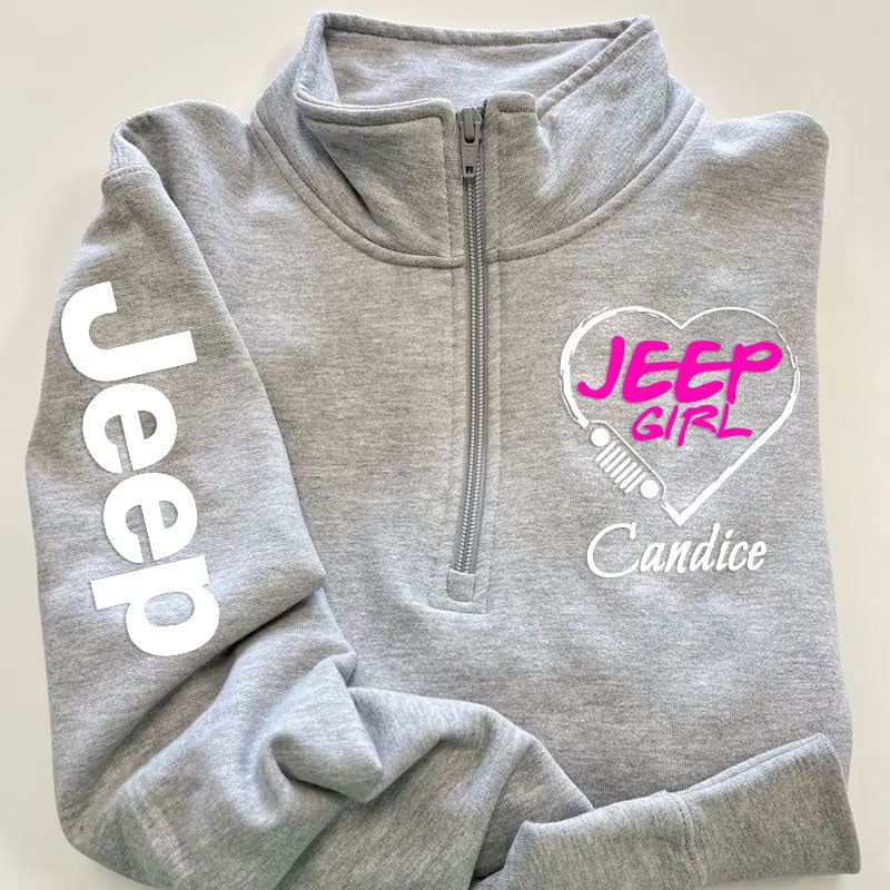 Personalized Jeep Girl Zip Jacket Sweatshirt