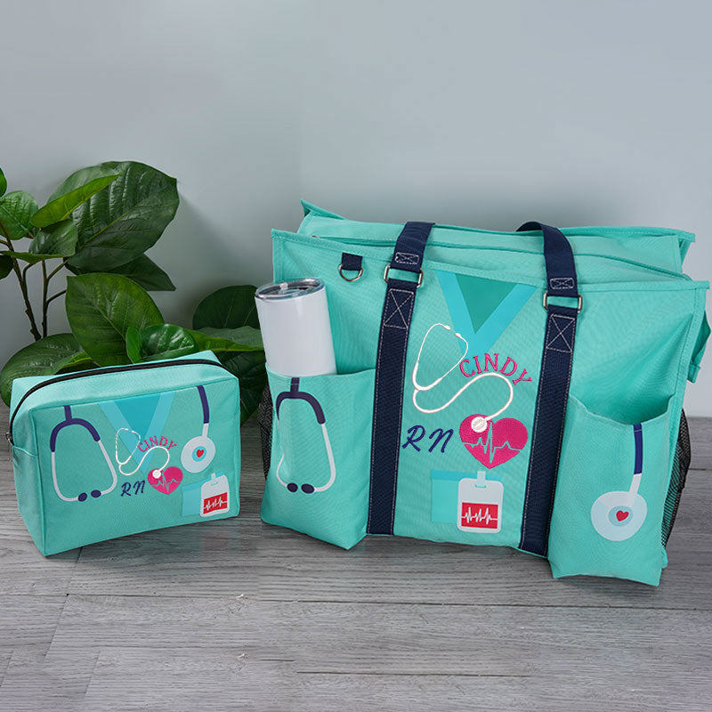 Personalized Nurse Zippered Tote/Makeup Bag, RN CNA LPN Nurse