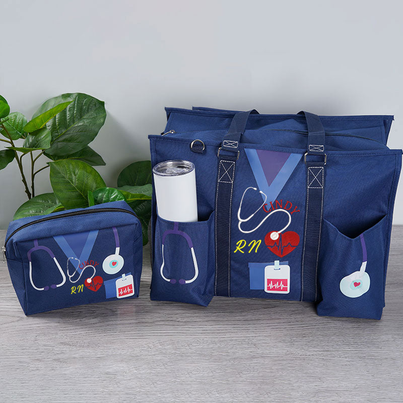 Personalized Nurse Zippered Tote/Makeup Bag, RN CNA LPN Nurse