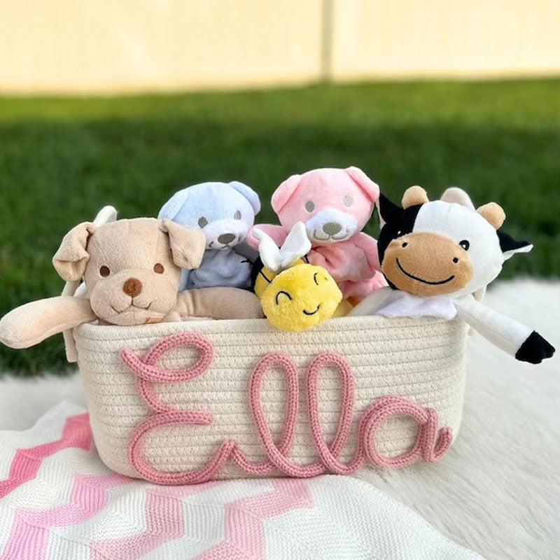 Personalized Rope Name Basket Baby Shower Gift Basket