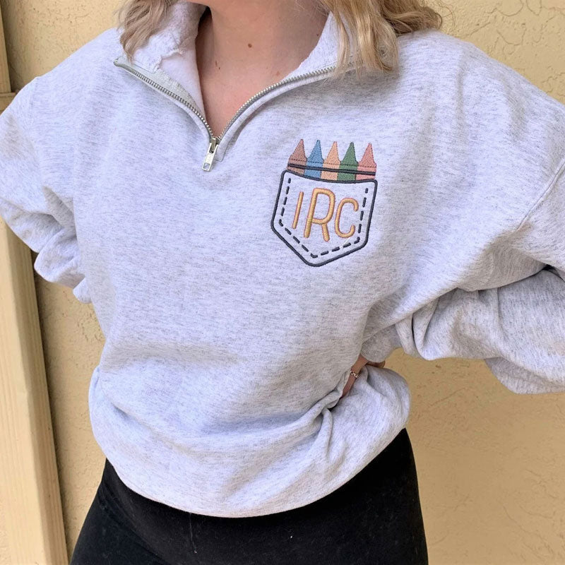 Personalized Teacher Sweatshirt Teacher Quarter Zip Pullover