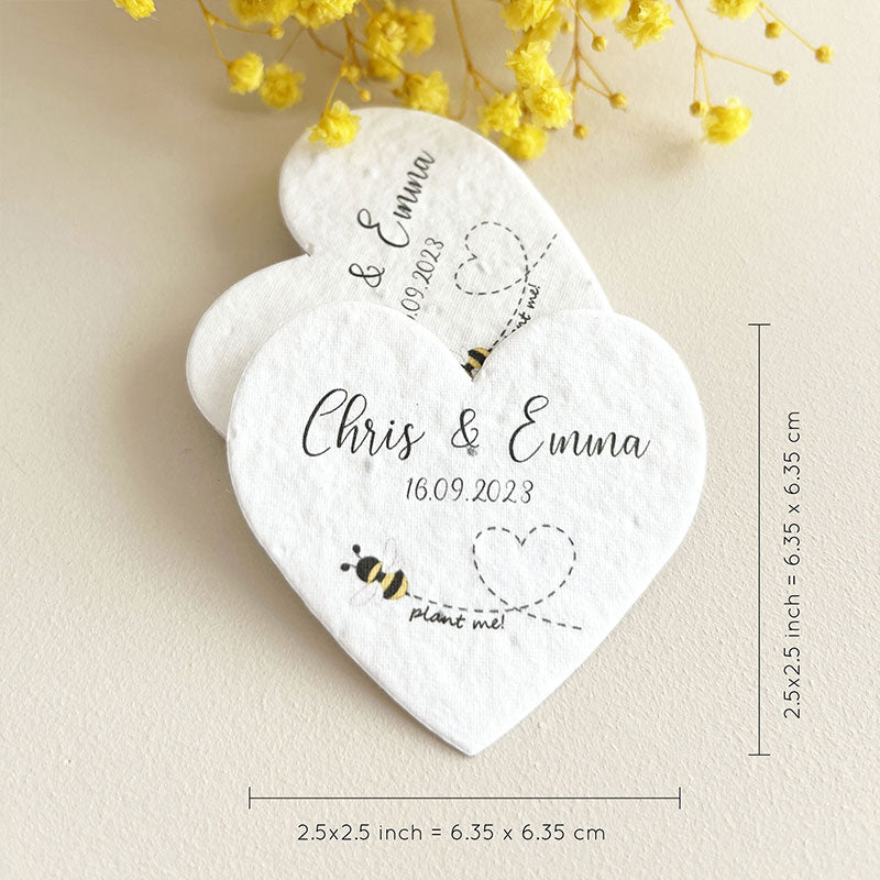 Custom Wedding Gift Favors Seed Paper Hearts Shapes