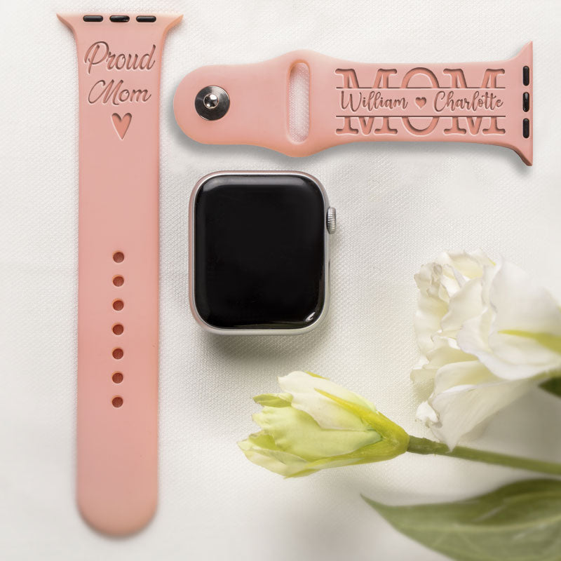 Proud Mom & Best Dad Engraved Watch Band