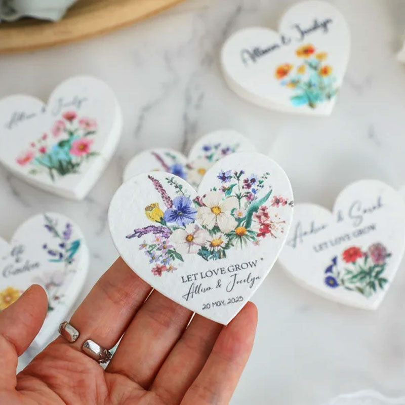 Bulk Plantable Heart shapes Gift Tag, Wedding Thank Seed paper