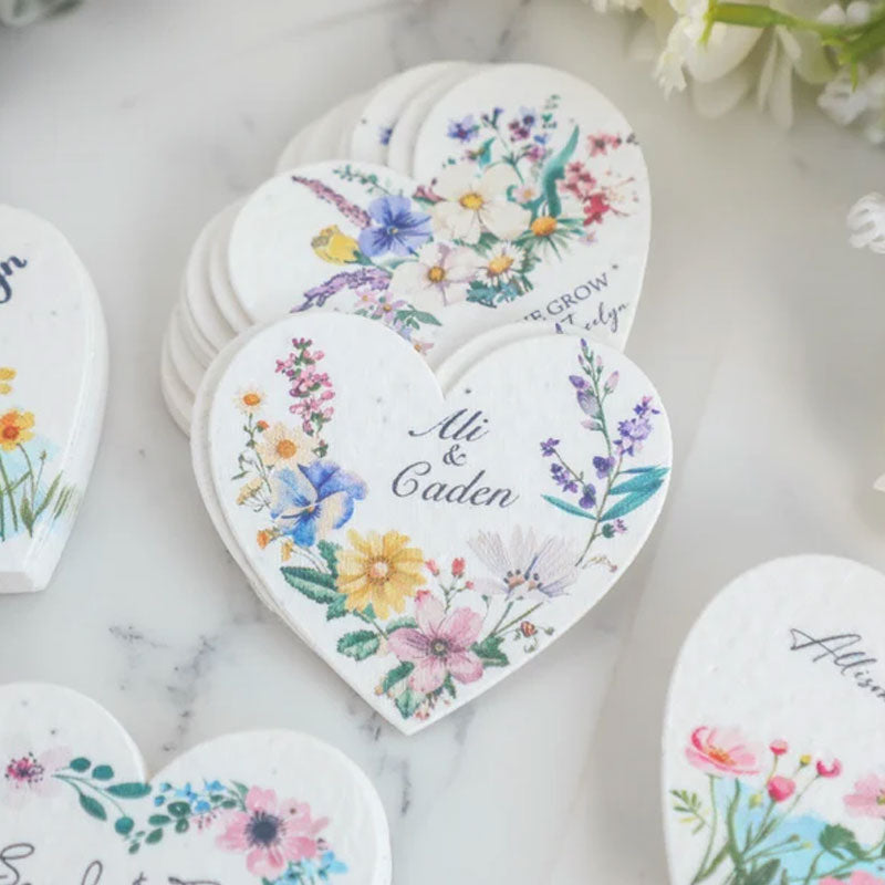 Bulk Plantable Heart shapes Gift Tag, Wedding Thank Seed paper