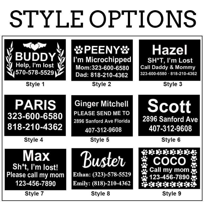 Slide On Pet Tag Dog ID With Phone Number