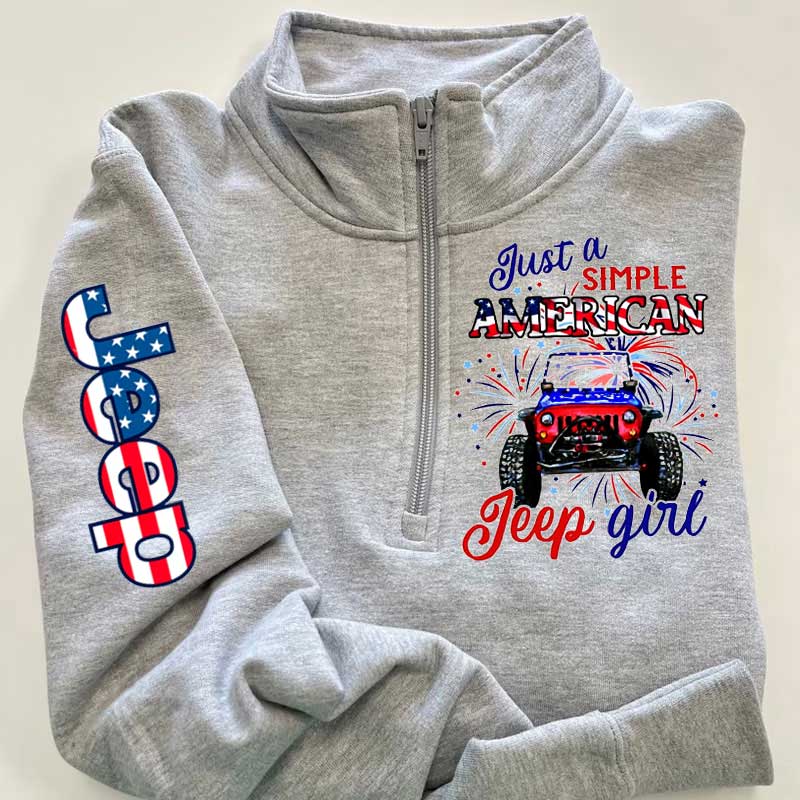 Just A Girl Simple American Girl and 4th of July Zip Jacket Sweatshirt