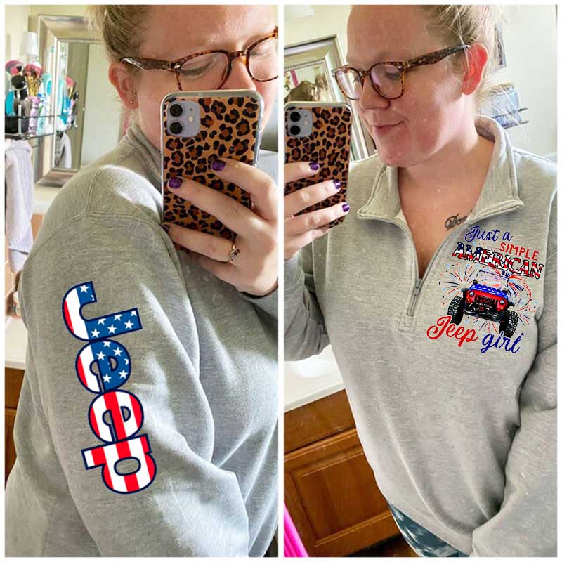 Just A Girl Simple American Girl and 4th of July Zip Jacket Sweatshirt
