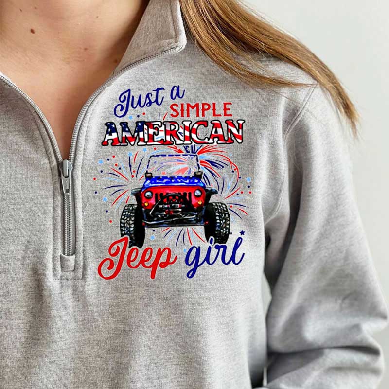 Just A Girl Simple American Girl and 4th of July Zip Jacket Sweatshirt