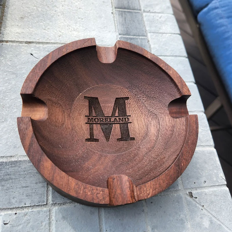 Walnut Cigar Ash Tray, 5 Styles, Monogram Cigar Ash Tray