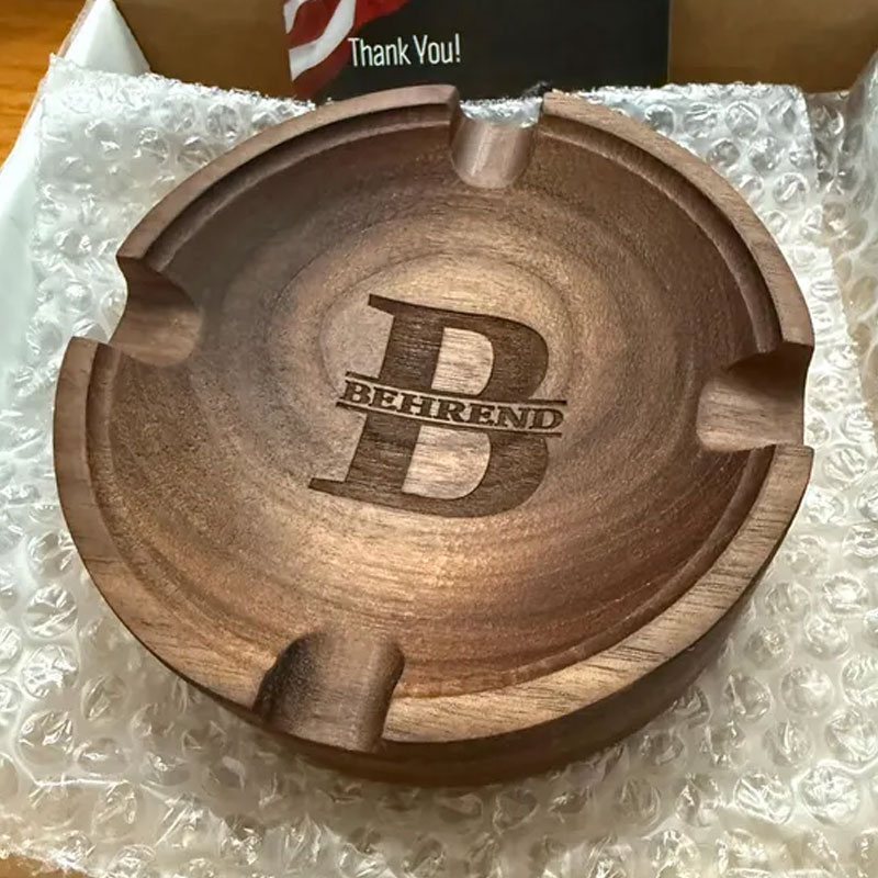 Walnut Cigar Ash Tray, 5 Styles, Monogram Cigar Ash Tray