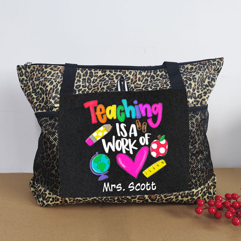 Teacher Apple Pencil Hand Drawn Tote Bag