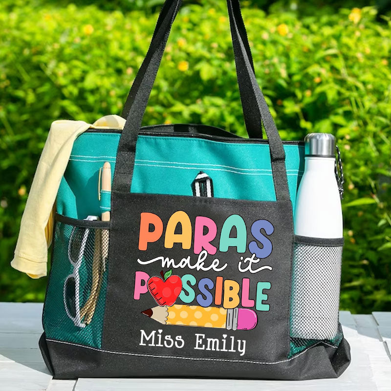 Teacher Gift Paras Make It Possible Paraprofessional Paraeducator Tote Bag