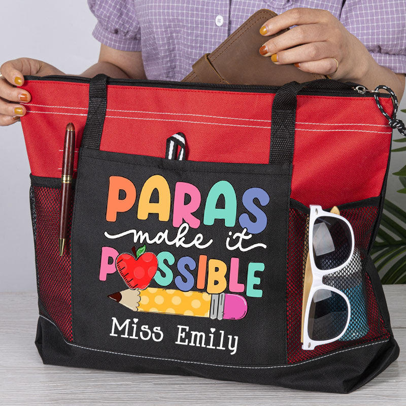 Teacher Gift Paras Make It Possible Paraprofessional Paraeducator Tote Bag