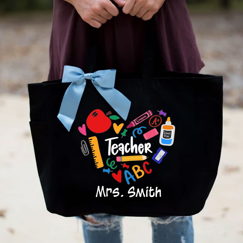 Teacher/Para Heart BowTote Bag Teacher Icon Design