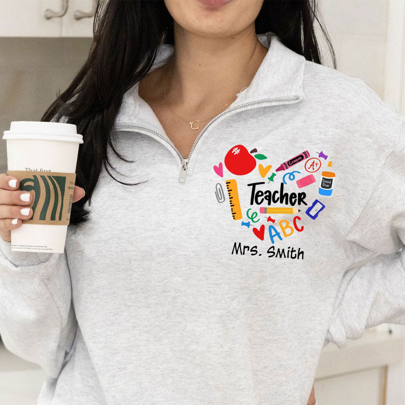 Teacher Heart Zip Jacket Back to School Teacher Gift
