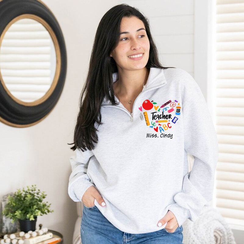 Teacher Heart Zip Jacket Back to School Teacher Gift