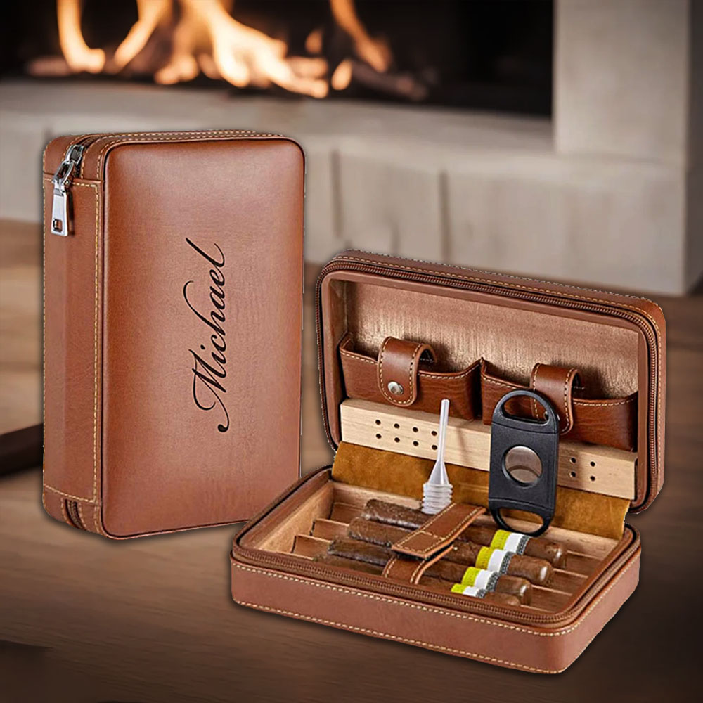 Personalized CIGAR HUMIDOR CASE Travel for Men