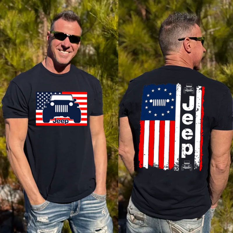 Jeep American Flag 4th July Jeep Lover Tshirt