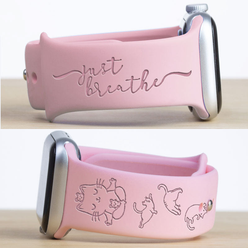 Yoga Cat Engraved Watch Band-Just Breathe