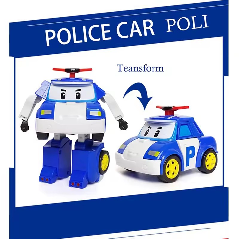 6-piece Poli Cars children's robot toy transforming car