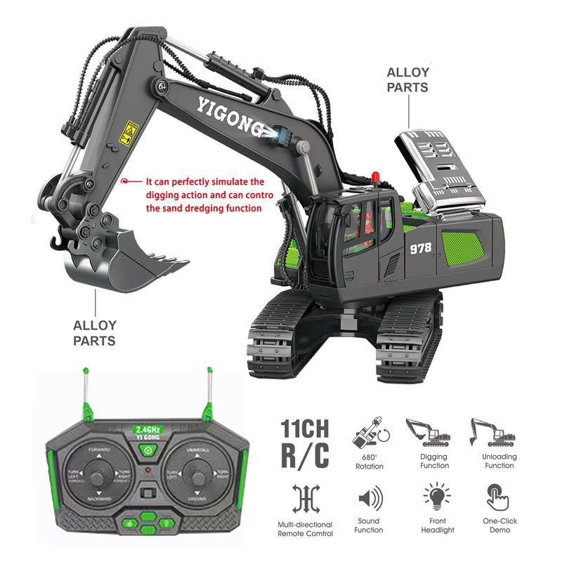 Alloy remote control engineering vehicle 2.4G wireless excavator