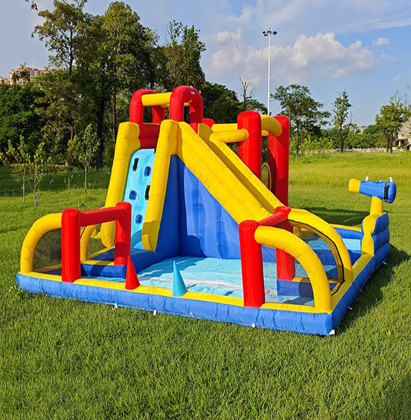 Children inflatable castle, small home trampoline, outdoor water spray slide