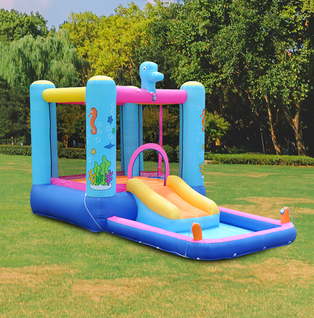 Children bubble spray seahorse trampoline home indoor and outdoor inflatable castle amusement park naughty castle play