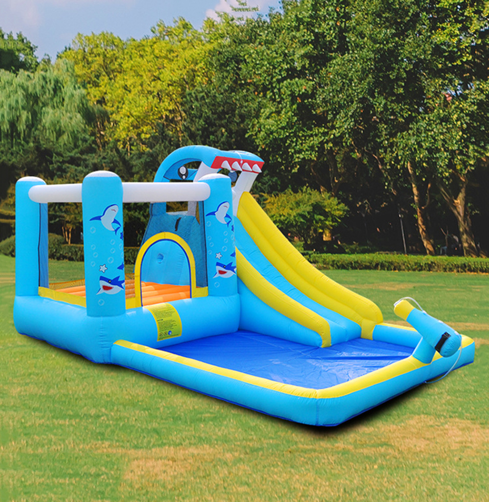 Shark Inflatable Castle Indoor Small Inflatable Slide Household Trampoline with Net Ball Pool Toy