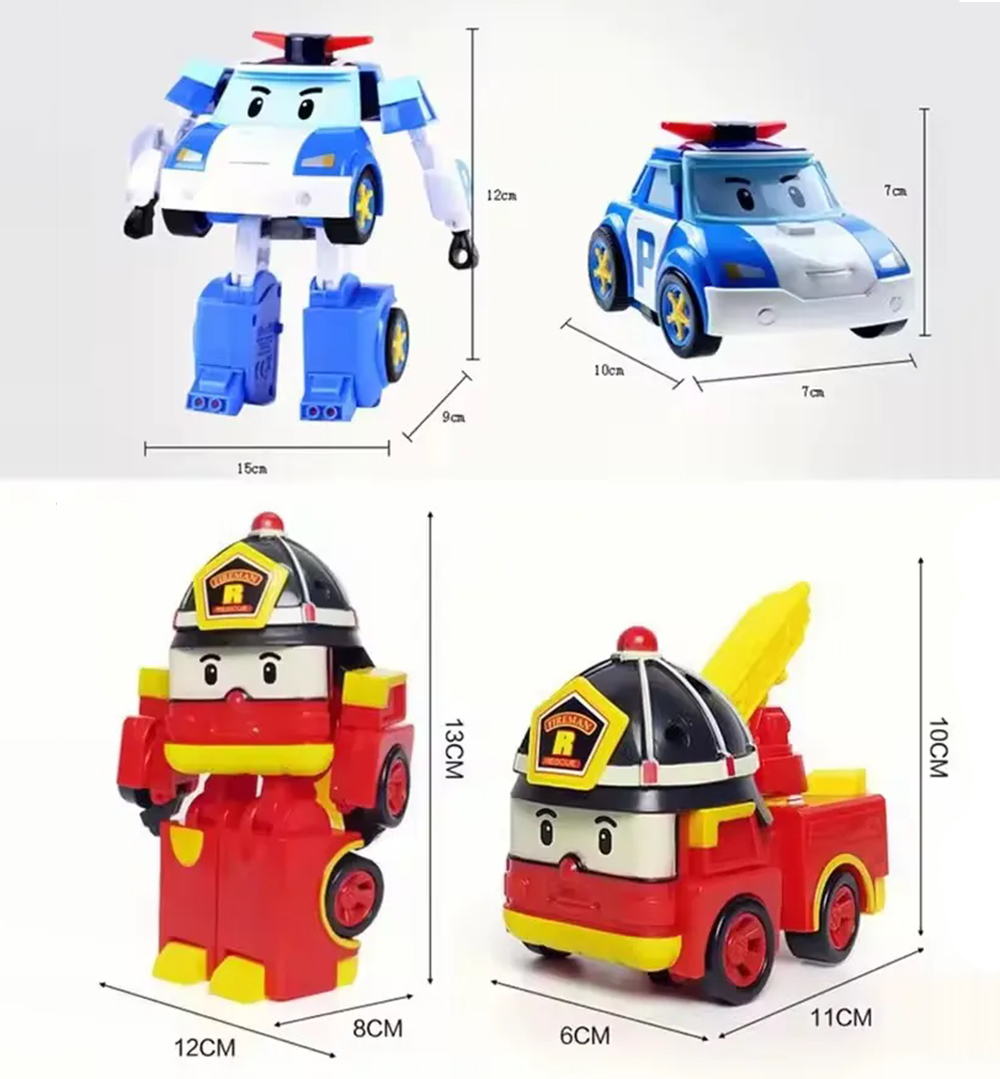 6-piece Poli Cars children's robot toy transforming car