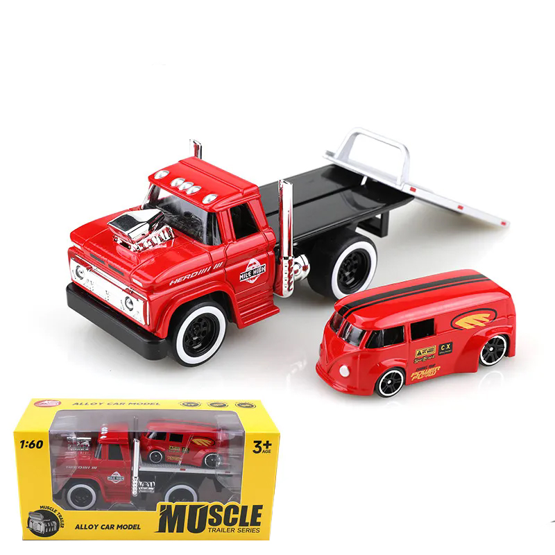 Hot sale alloy retro American muscle transport trailer 1:60