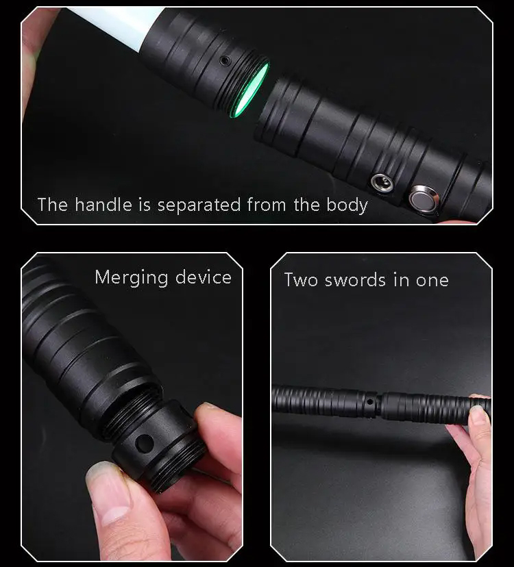 RGB Lightsaber Metal Handle Laser Sword Toy Rechargeable 2-in-1 color-changing sound-emitting
