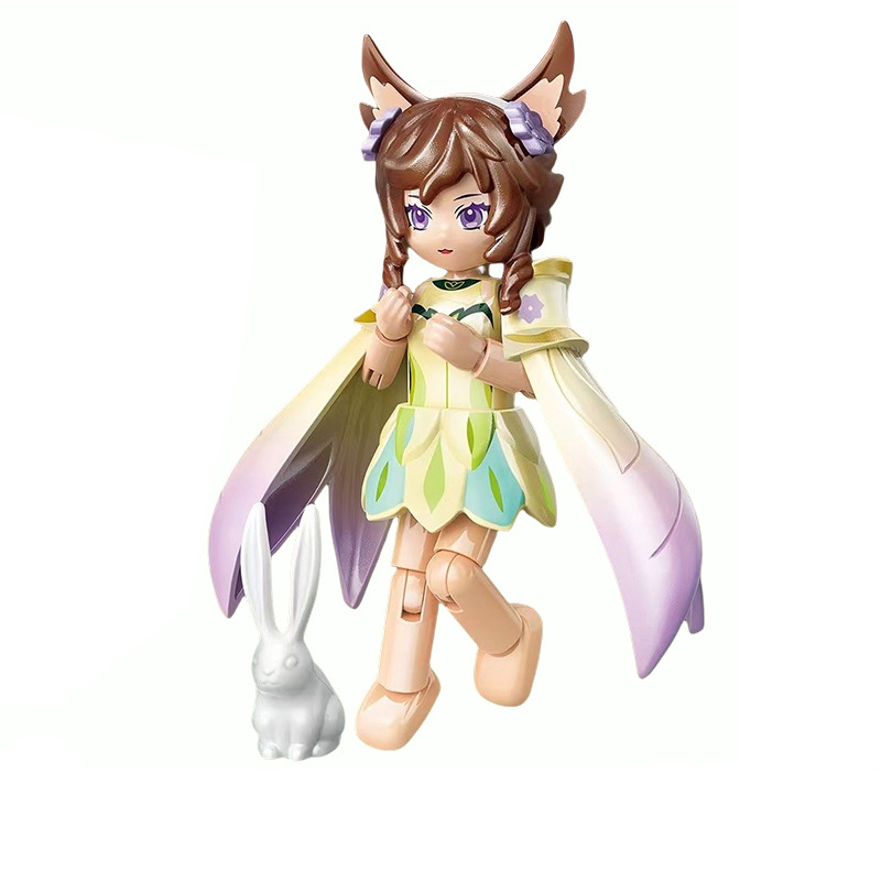 Dreamy Chang'e Honor of Kings Building Block Figure, Hand-Style Assembled Model with Rabbit Accessory