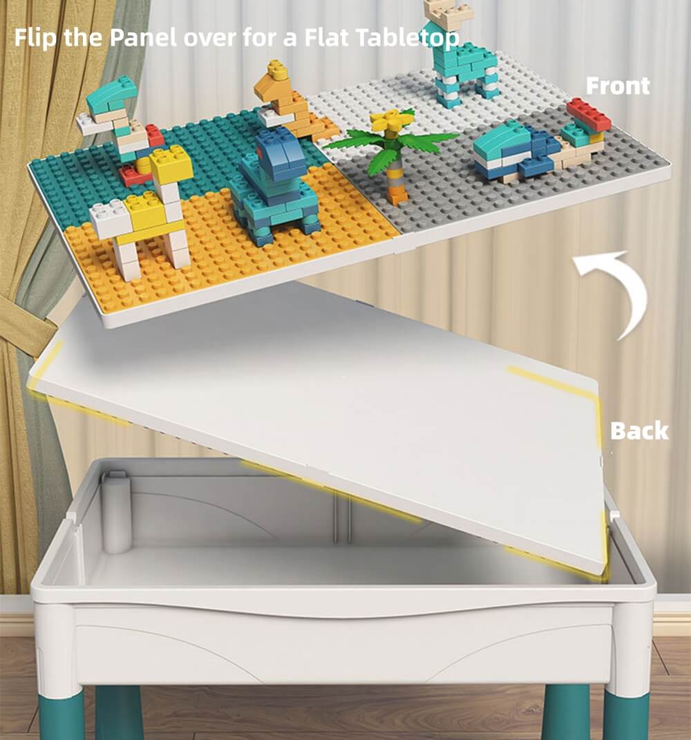 Kid Building Block Table with Chair and Storage
