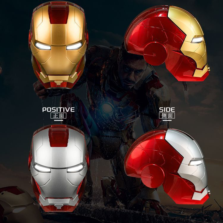 1:1 scale Iron Man helmet Voice-activated light-up transforming headgear wearable Halloween cosplay mask toy