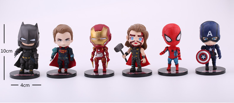 6 pcs PVC Avengers Spider-Man Iron Man Toy Figures